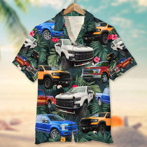 Custom Pickup Truck Photo Hawaiian Shirt, Tropical Pattern, Summer Gift - Hawaiian Shirts - GoDuckee