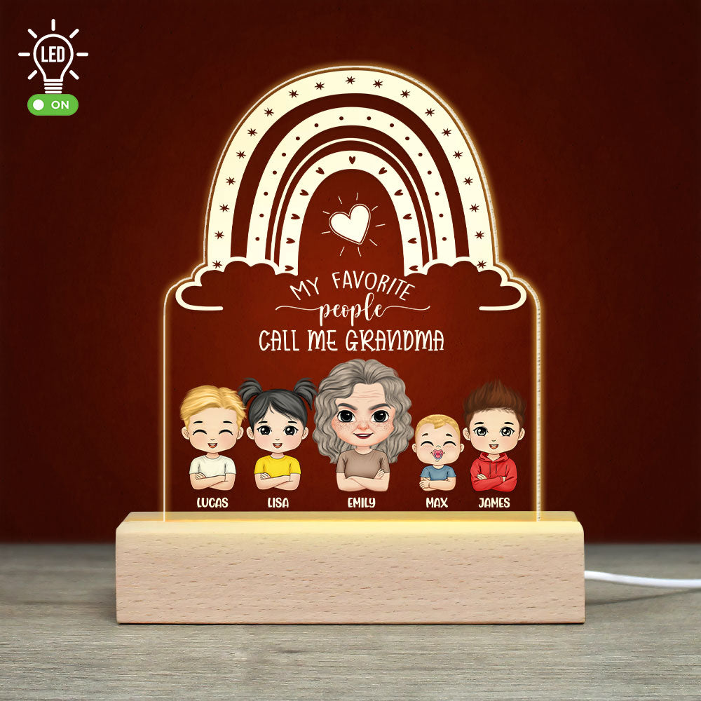 My Favorite People Call Me Grandma, Personalized Led Light, Grandma's Little Grandkids Led Light, Gift For Grandma, Mother's Day Gift - Led Night Light - GoDuckee