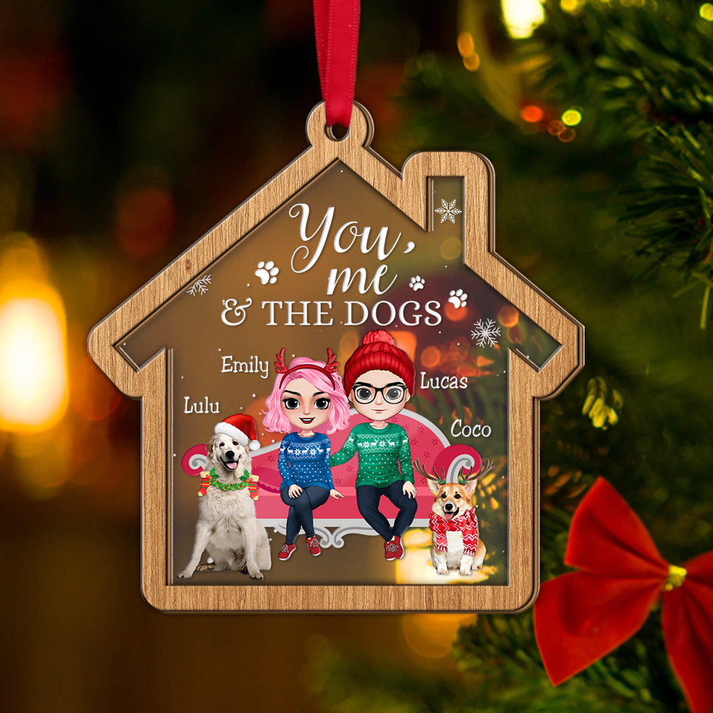 You Me And Dogs, Couple And Pets Mix Ornament Christmas Gift - Ornament - GoDuckee
