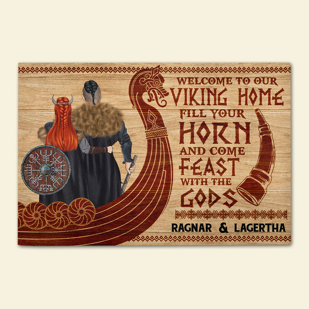 Personalized Viking Couple Doormat - Welcome To Our Viking Home - Doormat - GoDuckee