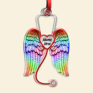 Nurse Angel Wings - Personalized Christmas Ornament - Ornament - GoDuckee