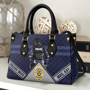 Police Badge With Custom State Seal Leather Bag, Gift For Wife - Leather Bag - GoDuckee