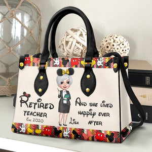 And She Lived Happily Ever After Personalized Retired Teacher Leather Bag Gift For Teacher - Leather Bag - GoDuckee