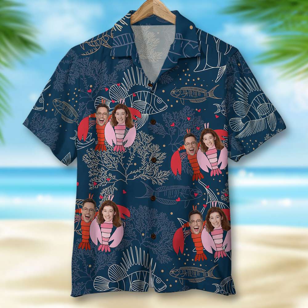 Couple Photo Personalized Hawaiian Shirt Aloha Shirt - Hawaiian Shirts - GoDuckee