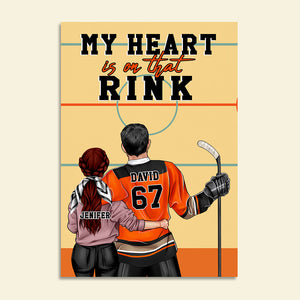 Personalized Hockey Couple Poster - My Heart Is On That Rink - Couple Shoulder to Shoulder - Poster & Canvas - GoDuckee