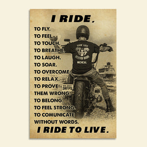 Personalized Motorcycle Poster - I Ride To Live - Poster & Canvas - GoDuckee