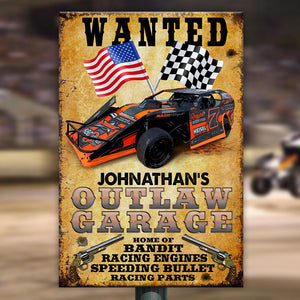 Dirt Track Racing Outlaw Garage Custom Metal Sign Gift For Racing Lovers - Metal Wall Art - GoDuckee