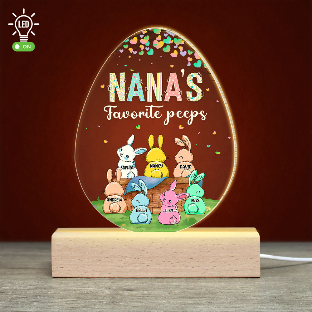Nana's Favorite Peeps Personalized Led Light, Gift For Grandma, Easter Day Gift, Grandma's Little Rabbits - Led Night Light - GoDuckee