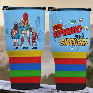 Every Hero Needs Sidekicks Personalized Tumbler Cup, Family Gift-1ACTI090223 - Drinkware - GoDuckee