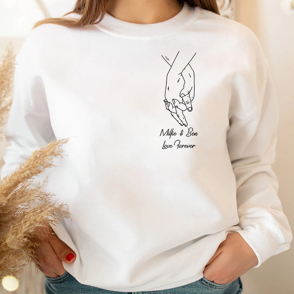 Love Forever Couple Hands Line Art Personalized Shirts Gift For Couple