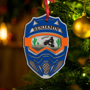 Braap Motocross Helmet, Personalized Wood Ornament, Christmas Gift For Motocross Lovers - Ornament - GoDuckee