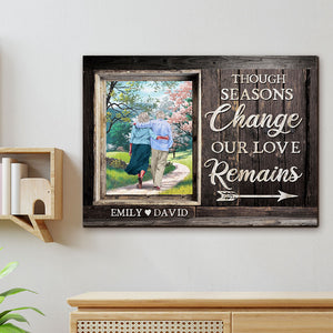 Through Seasons Change Our Love Remains Personalized Couple Wood Sign Gift For Couple - Wood Sign - GoDuckee