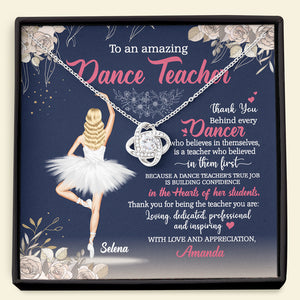 Ballet Teacher To An Amazing Dance Teacher - Personalized Love Knot Necklace - Jewelry - GoDuckee