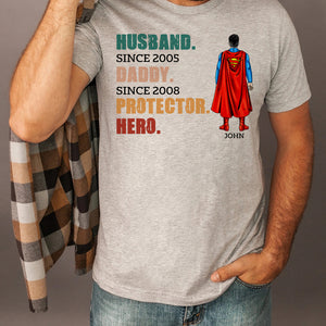 Husband Daddy Protector Hero Personalized Shirts, Gift For Fathers - Shirts - GoDuckee