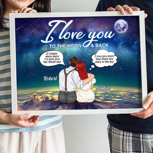 I Love You To The Moon & Back Personalized Couple Canvas Print, Gift For Couple - Poster & Canvas - GoDuckee