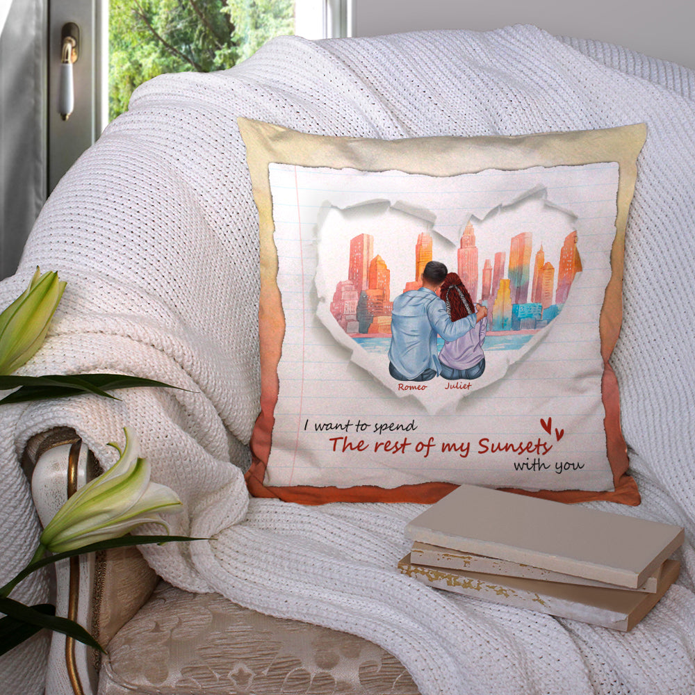 I Want To Spend The Rest Of My Sunsets With You Personalized Pillow, Couple Gift - Pillow - GoDuckee
