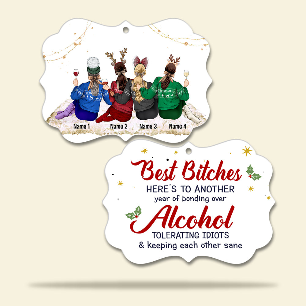 Best Friends Here's To Another Year of Bonding Over Alcohol - Personalized Ornament - Gift for Besties - Ornament - GoDuckee