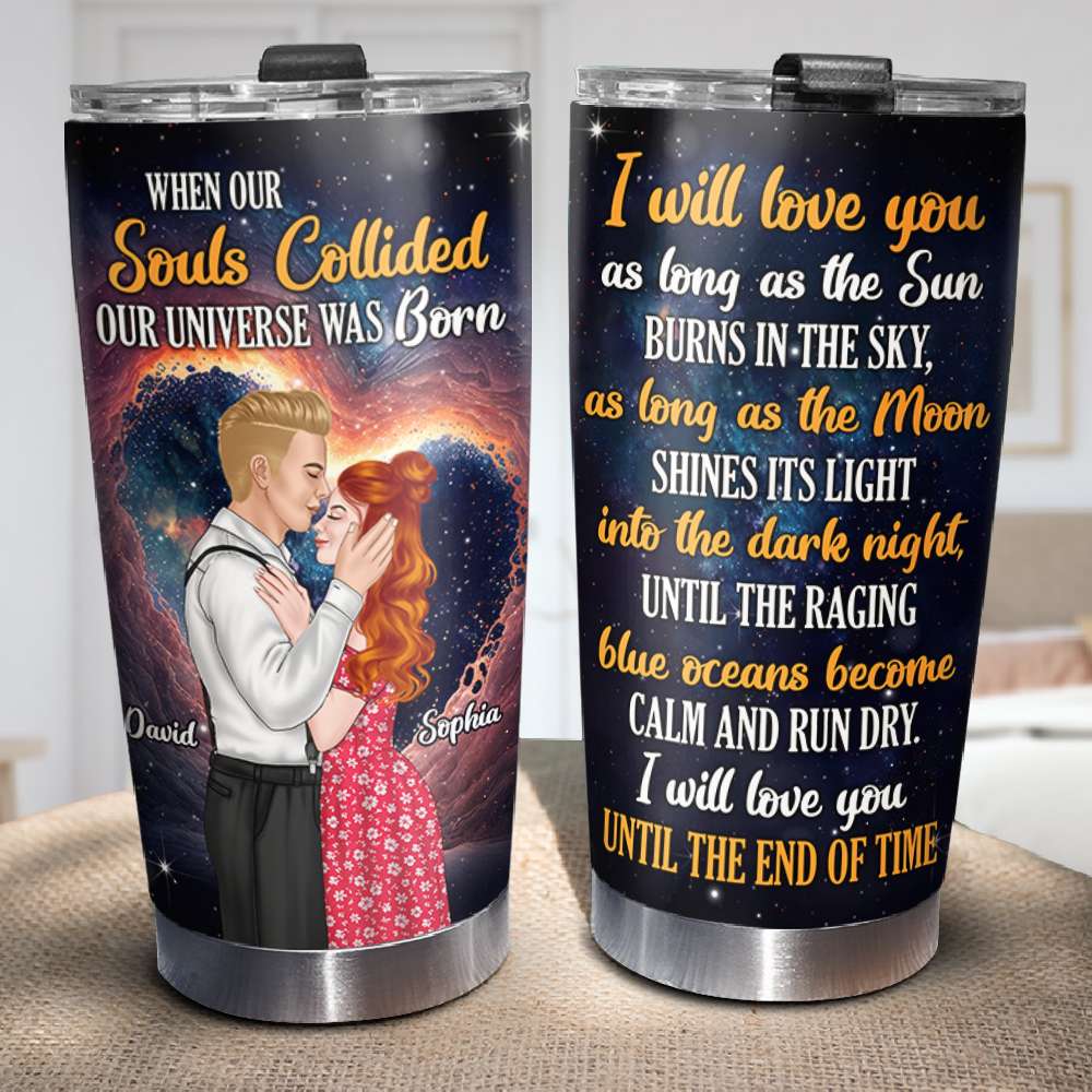 When Our Souls Collided Personalized Couple Tumbler - Tumbler Cup - GoDuckee