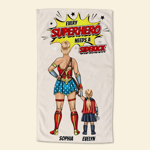 Super Mom Need A Sidekick - Family Towel, Personalized Beach Towel - Summer Gift For Family - Beach Towel - GoDuckee