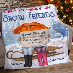 There's No Friends Like Snow Friend, Personalized Christmas Besties Blanket - Blanket - GoDuckee