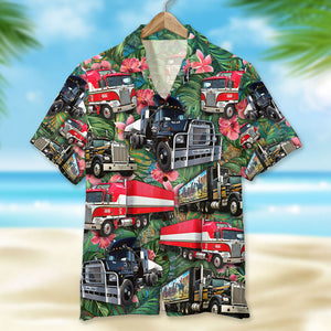 Trucker Hawaiian Shirt, Gift For Trucker Lovers, Tropical Pattern - Hawaiian Shirts - GoDuckee