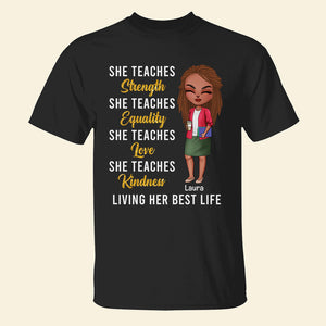 Black Teacher Living Her Best Life - Personalized Shirt - Gift For Teachers - Shirts - GoDuckee