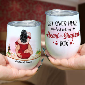 Get Over Here And Eat My Heart - Shaped Box, Personalized Couple Tumbler, Gift For Couple - Coffee Mug - GoDuckee