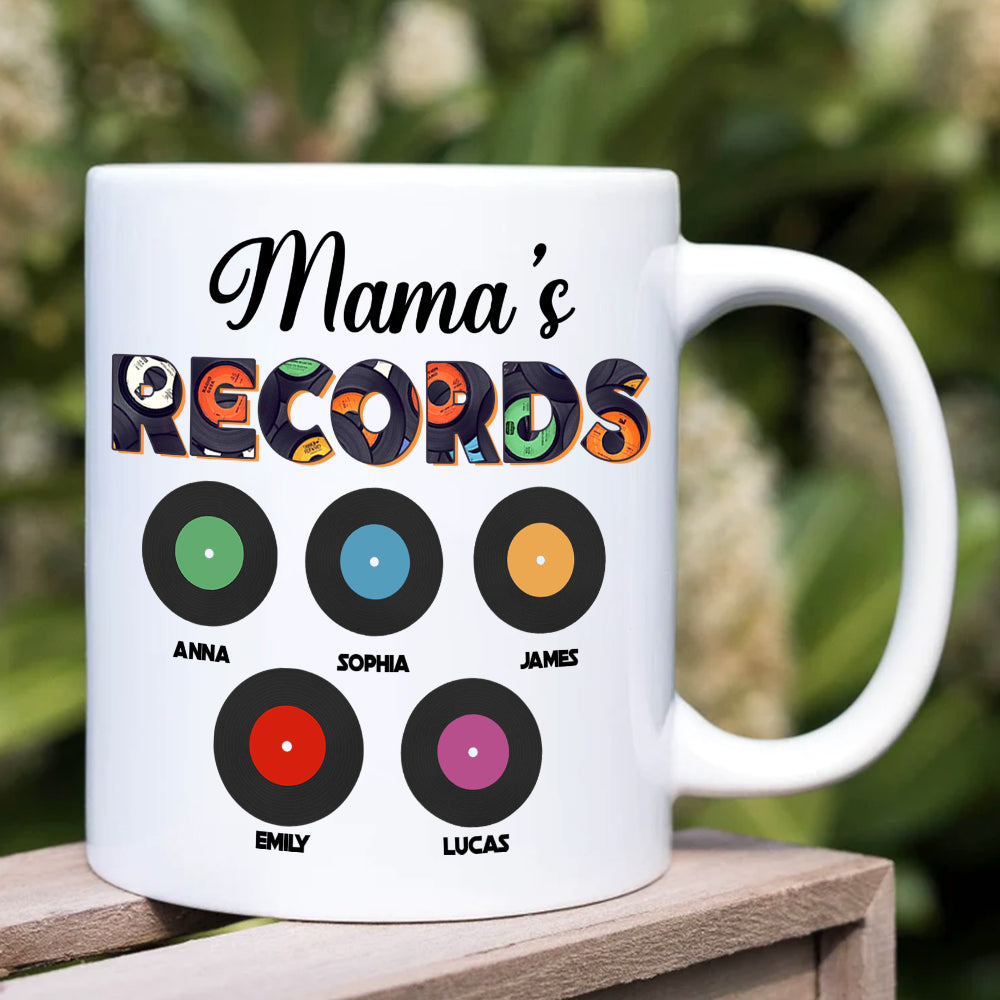 Mama's Records Personalized Coffee Mug, Mother's Day Gift For Vinyl Lovers DR-WHM-06qhti110423 - Coffee Mug - GoDuckee