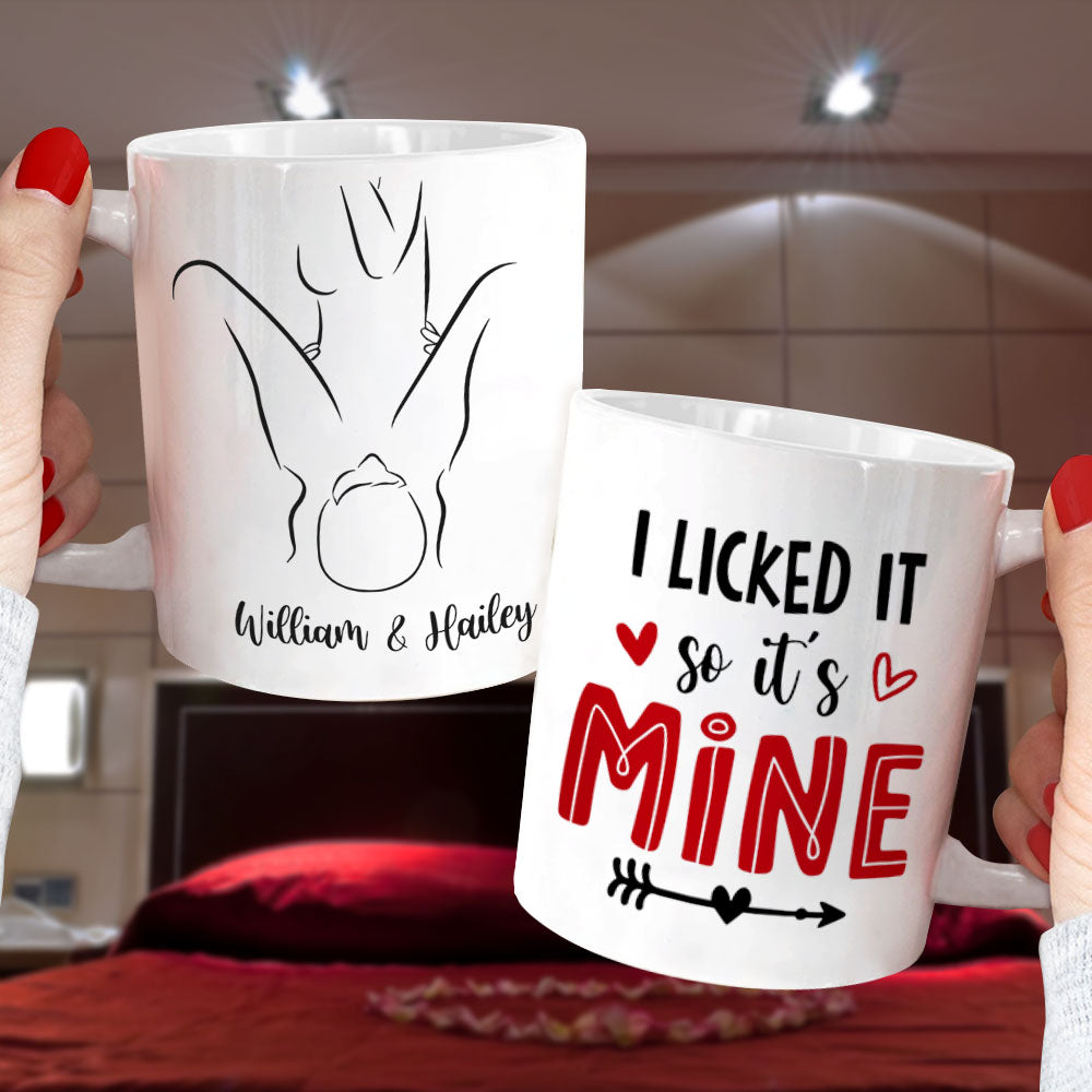 I Licked It So It's Mine Personalized Naughty Couple Tumbler, Gift For Couple - Coffee Mug - GoDuckee