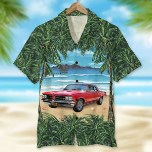 Muscle Car Coconut Palm Beach Personalized Hawaiian Shirt - Hawaiian Shirts - GoDuckee