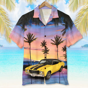 Custom Car Photo Hawaiian Shirt, Aloha Shirt, Sunset Beach Pattern (Car0902) - Hawaiian Shirts - GoDuckee