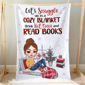 Let's Snuggle Up Drink Hot Cocoa and Read Books Personalized Blanket, Gift For Book Lover - Blanket - GoDuckee