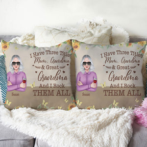 I Have Three Titles, Personalized Pillow, Gift For Mom, Grandma - Pillow - GoDuckee