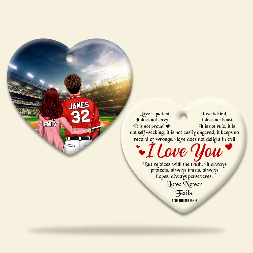 Baseball Couple Love Never Fails - Personalized Ornament - Gift for Couple - Ornament - GoDuckee