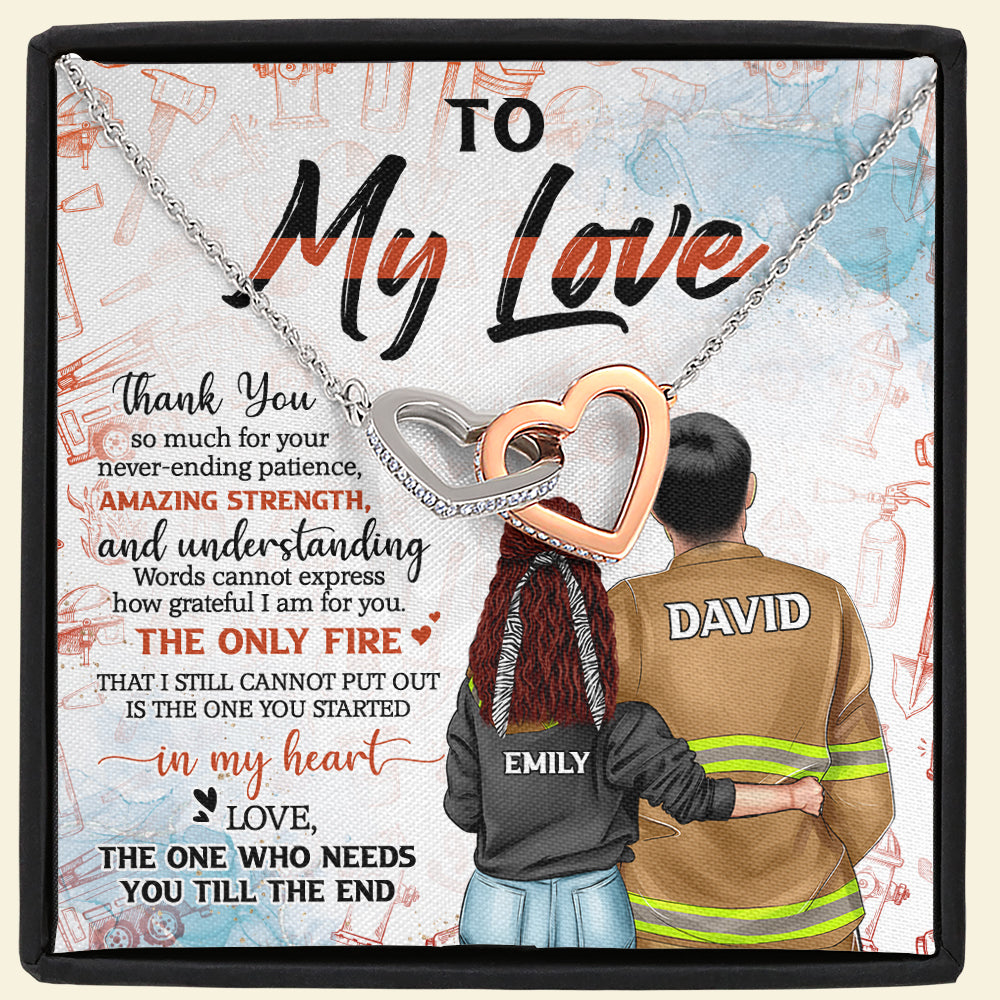 Firefighter To My Love - Personalized Interlocking Hearts Necklace - Jewelry - GoDuckee