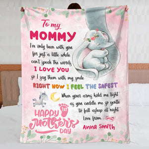 Happy Mother's Day - Elephant New Mom Personalized Pink Blanket - Mother's Day Gift - Mother's Day Blanket - Gift For Mom - Blanket - GoDuckee