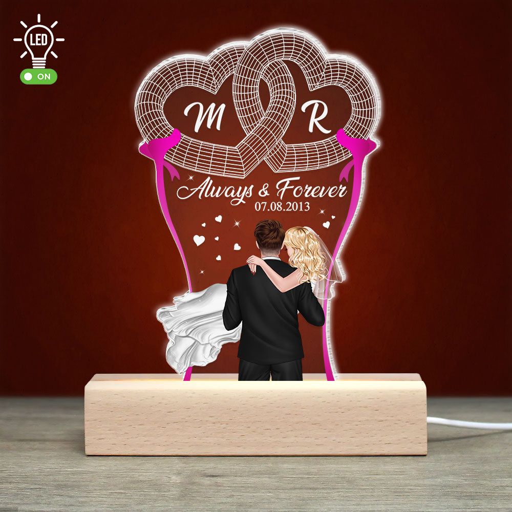 Always & Forever Personalized Wedding Anniversary Couple Led Light, Gift For Couple - Led Night Light - GoDuckee