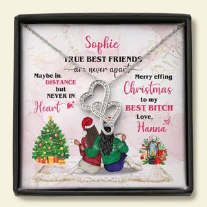 Friends True Best Friends Never Apart- Personalized Double Heart Necklace - Gift for Friend - Jewelry - GoDuckee