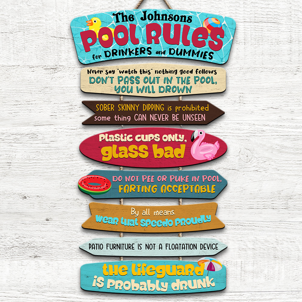 Pool Rules For Drinkers And Dummies Personalized Pool Pallet Sign