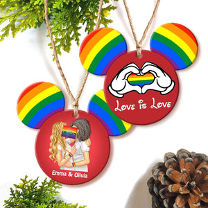 Love Is Love Personalized LGTBT Christmas Ornament - Gift For Couple - Ornament - GoDuckee