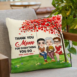 Thank You Mother's Day, Mom And Children Personalized Square Pillow - Pillow - GoDuckee