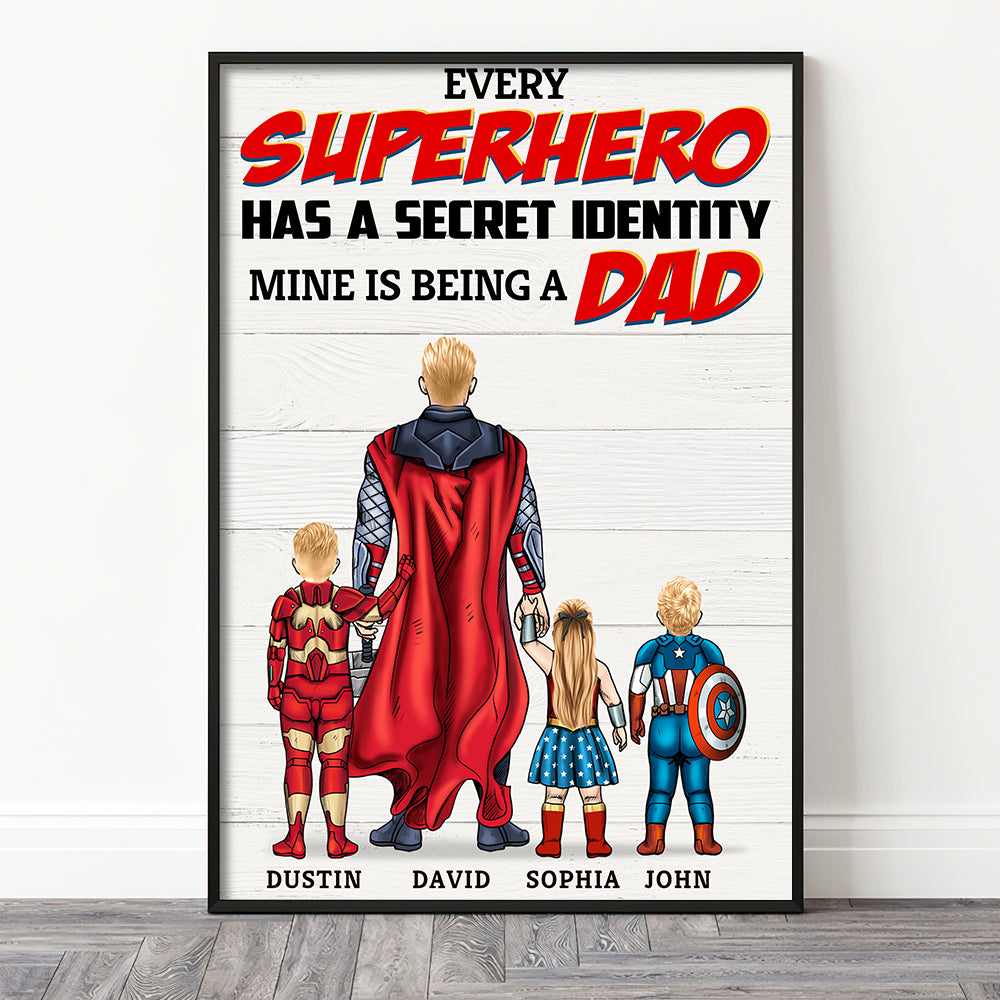Being Our Super Dad, A Secret Identity Personalized Canvas Print - Father's Day Gift For Dad - Poster & Canvas - GoDuckee