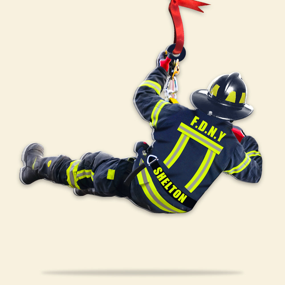 Firefighter On Duty, Personalized Fireman Acrylic Ornament - Ornament - GoDuckee