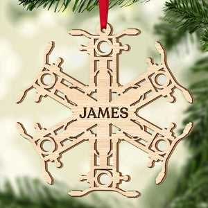 Biker Motorcycle Snowflake, Personalized 2 Layered Mix Ornament, Christmas Gift - Ornament - GoDuckee