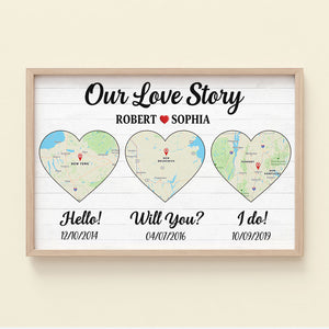 Our Love Story Personalized Map Canvas Print, Couple Gift - Poster & Canvas - GoDuckee