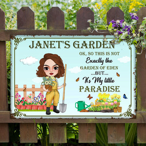 This Is Not Exactly The Garden Of Eden But It's My Little Paradise, Personalized Metal Sign, Gift For Gardener - Metal Wall Art - GoDuckee
