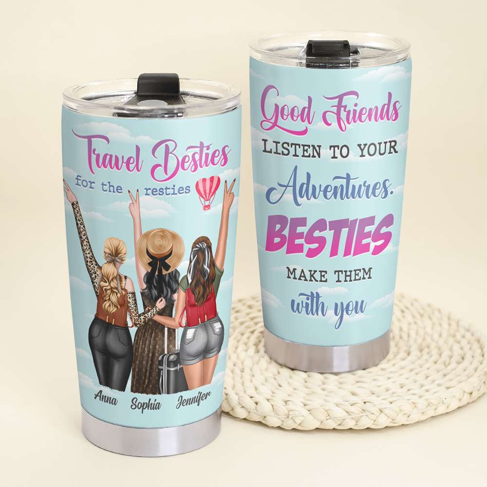 Personalized Travel Buddies Tumbler, Besties Make Adventures With You - Tumbler Cup - GoDuckee