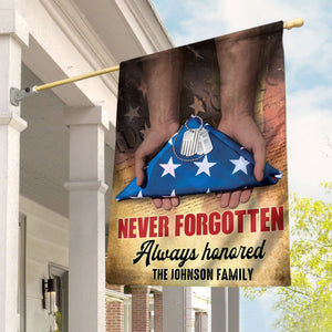 Never Forgotten Always Honored Personalized 4th Of July Flag Gift For Family - Flag - GoDuckee