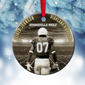 College Football Player Ornament - Custom School Name & Team Name - Christmas Tree Decor - Ornament - GoDuckee