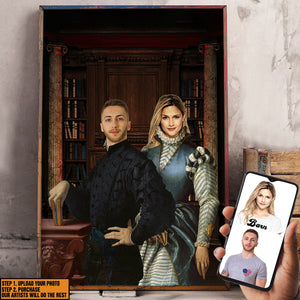 Custom Image Couple with Books Renaissance Wall Art - Poster & Canvas - GoDuckee